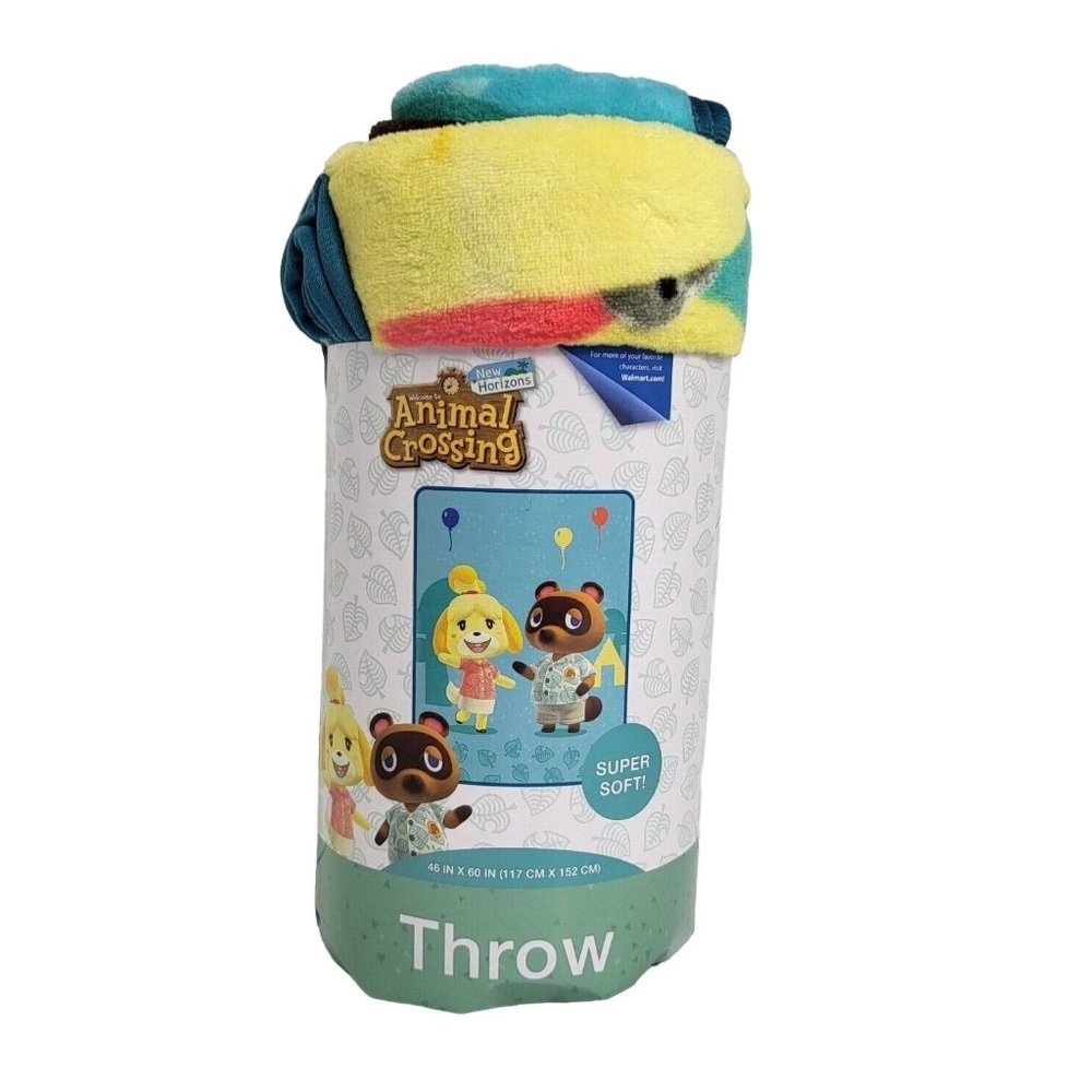 Animal Crossing New Horizons Super Soft Throw Plush Blanket 46" X 60" Nintendo